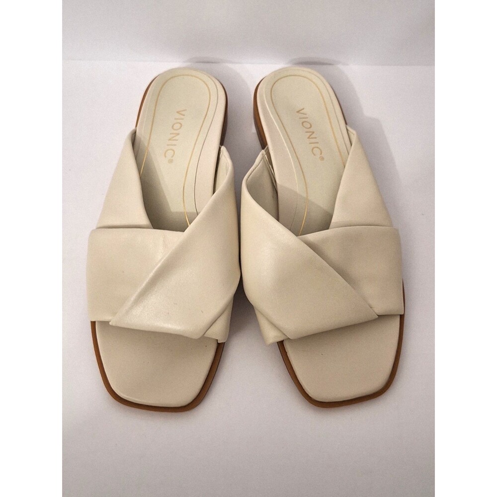 Vionic Women's Poppy Milamar Slide Sandals Sized 7.5 Leather Slip-On Summer NWOB - Picture 3 of 8